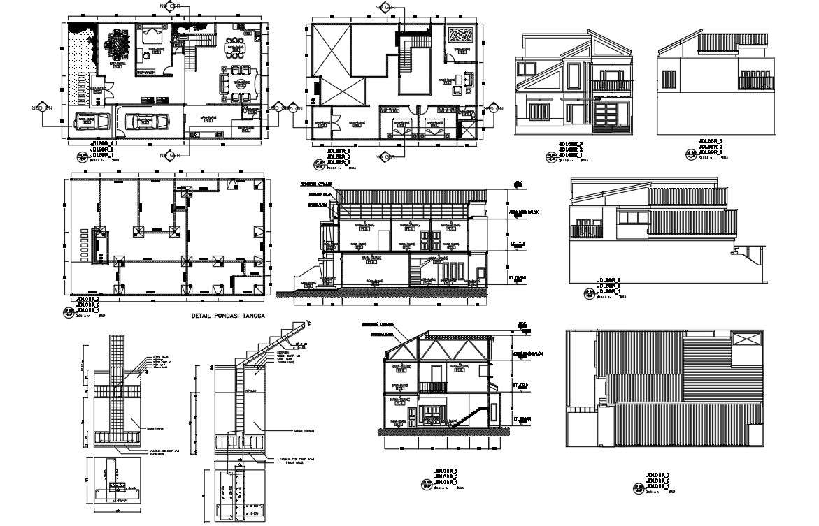 AutoCAD House project CAD drawing - Cadbull