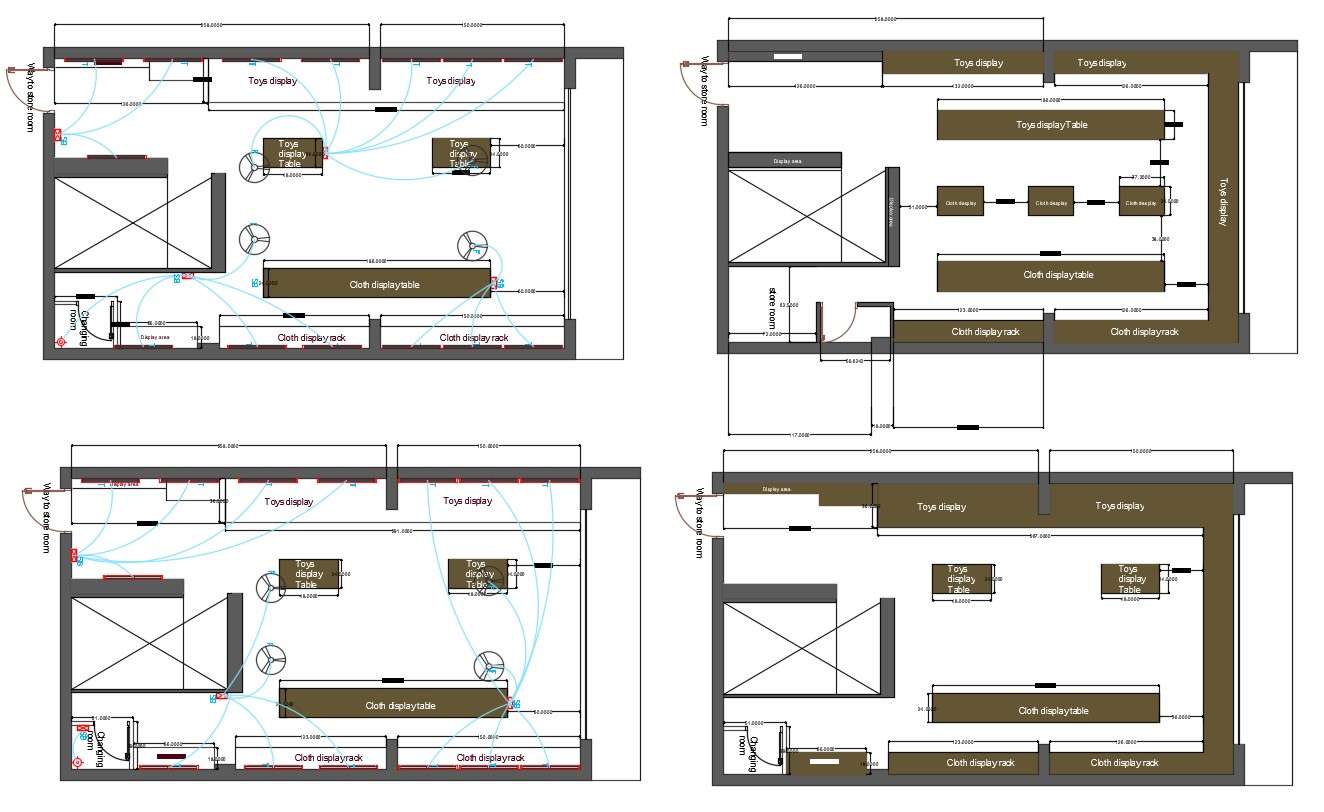 AutoCAD Plan Of Cloth Shop With Furniture And Electrical