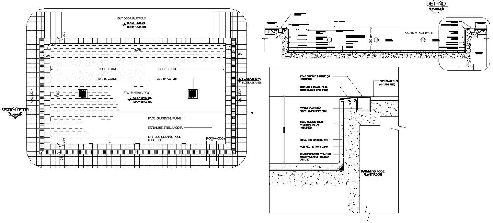 swimming pool dwg detail downloads