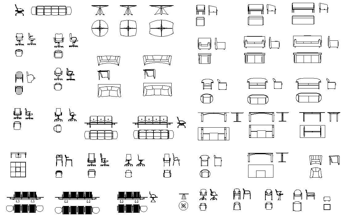 AutoCAD 2D DWG Drawing files show the different types of chairs ...