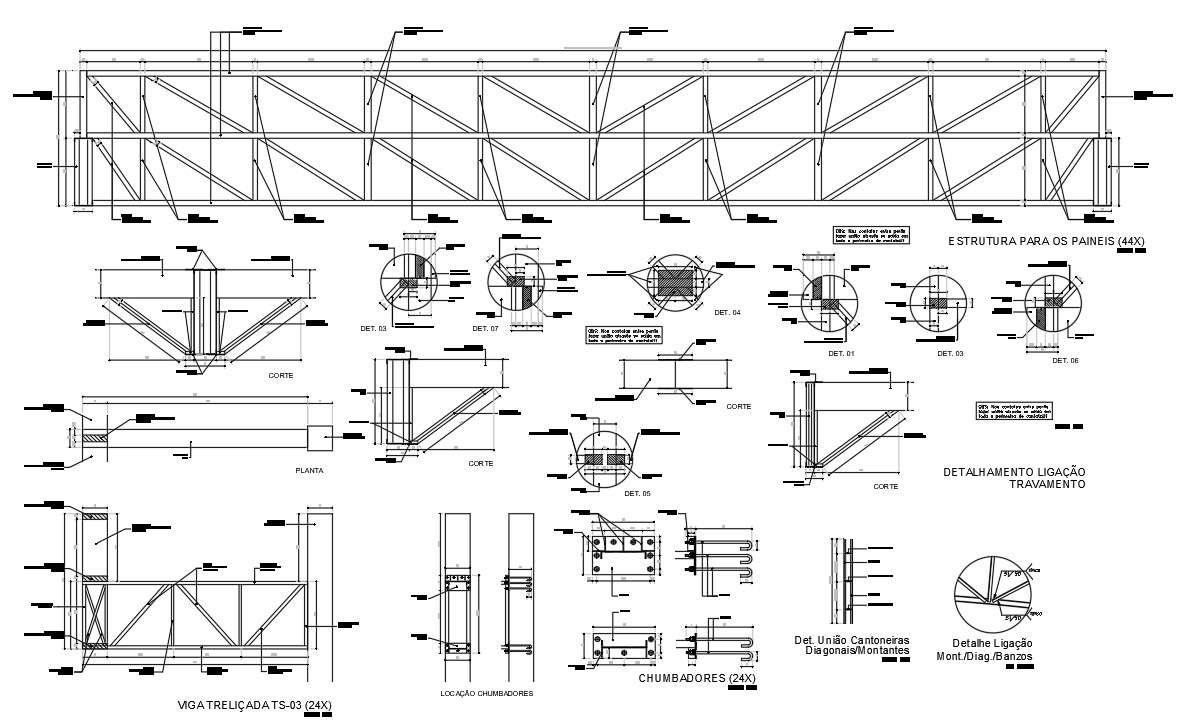 AutoCAD 2D DWG Drawing of the urban terminal metallic structure project ...