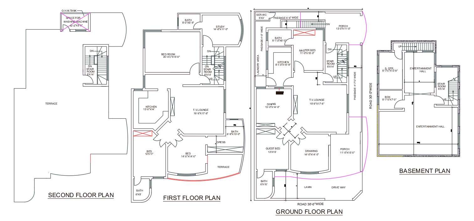  AutoCAD  2D Drawing file  of 40 X70 2BHK G 1  House  plan  