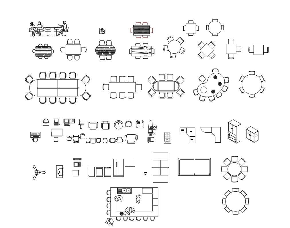 AutoCAD 2D block of office furniture, dwg file, CAD file - Cadbull