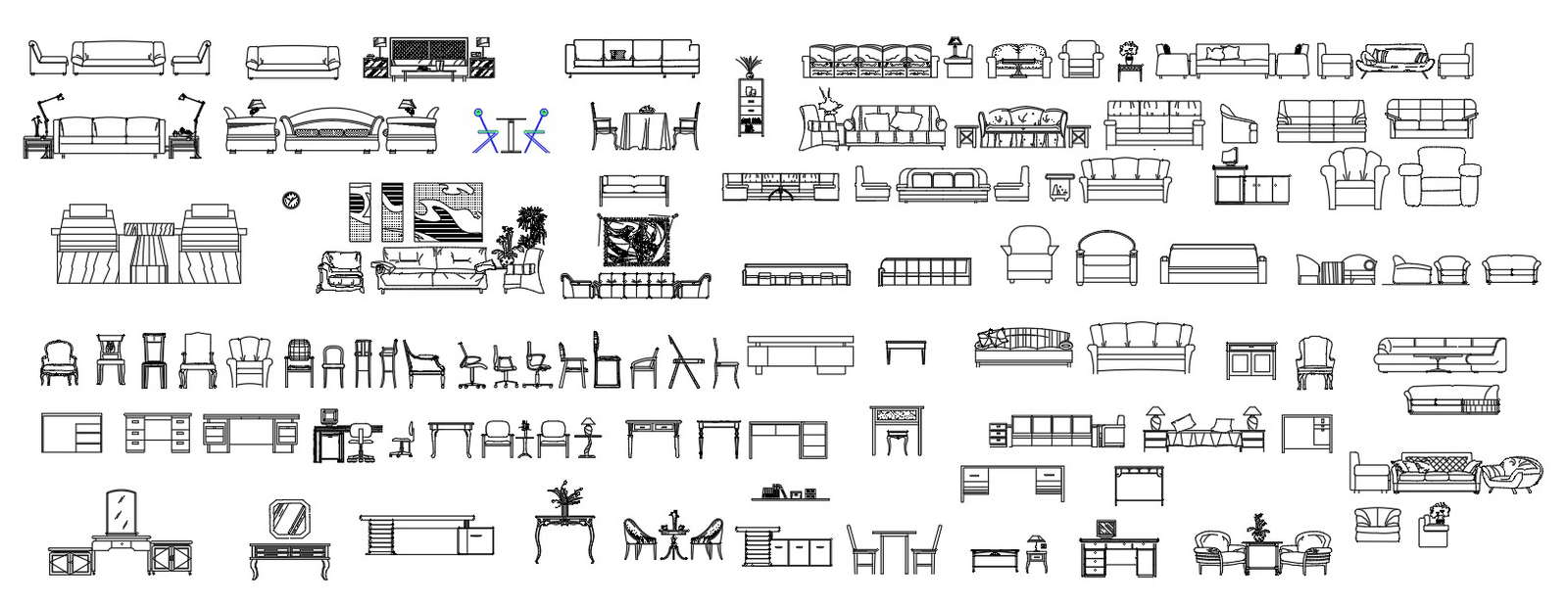 AutoCAD 2D blocks of living room furniture, dwg file, CAD file - Cadbull