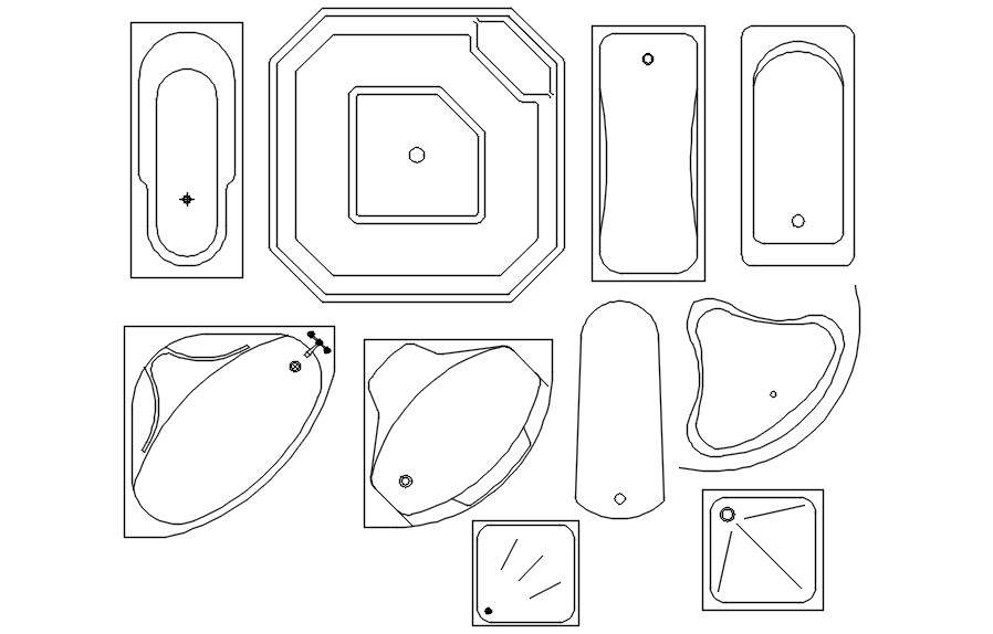 AutoCAD 2D blocks of sanitary ware, dwg file, CAD file - Cadbull