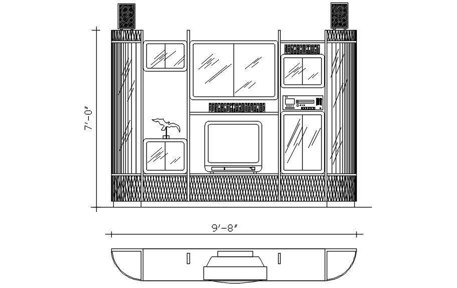 tv cabinet autocad block