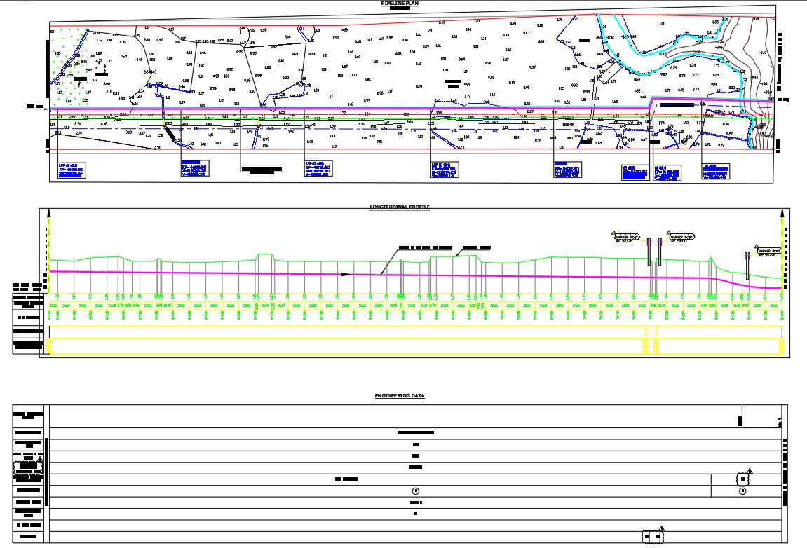 AutoCAD 2D drawing of pipeline plan, CAD file, dwg file - Cadbull