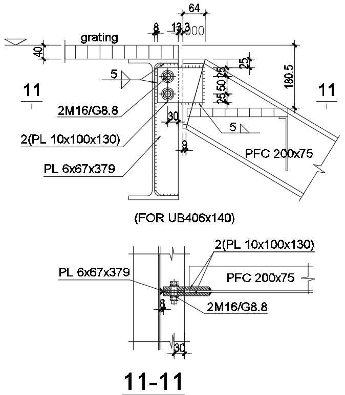 Autocad 2d Drawing Of Steel Plate Bolt And Grating Panel Details Cad File Dwg File 