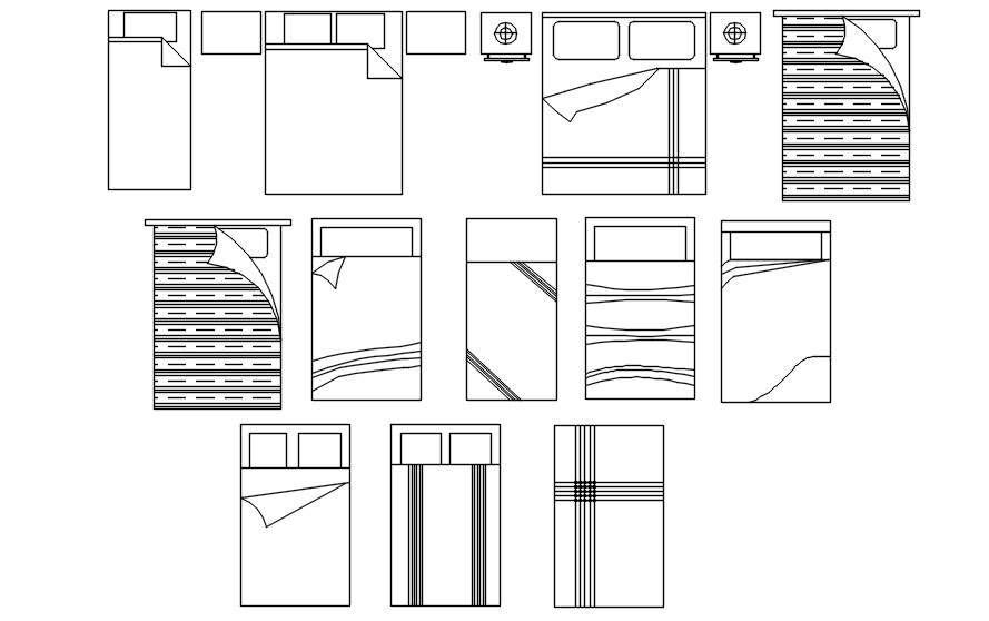 Autocad 2d Cad Blocks Of Double And Single Bed In Dwg File. - Cadbull