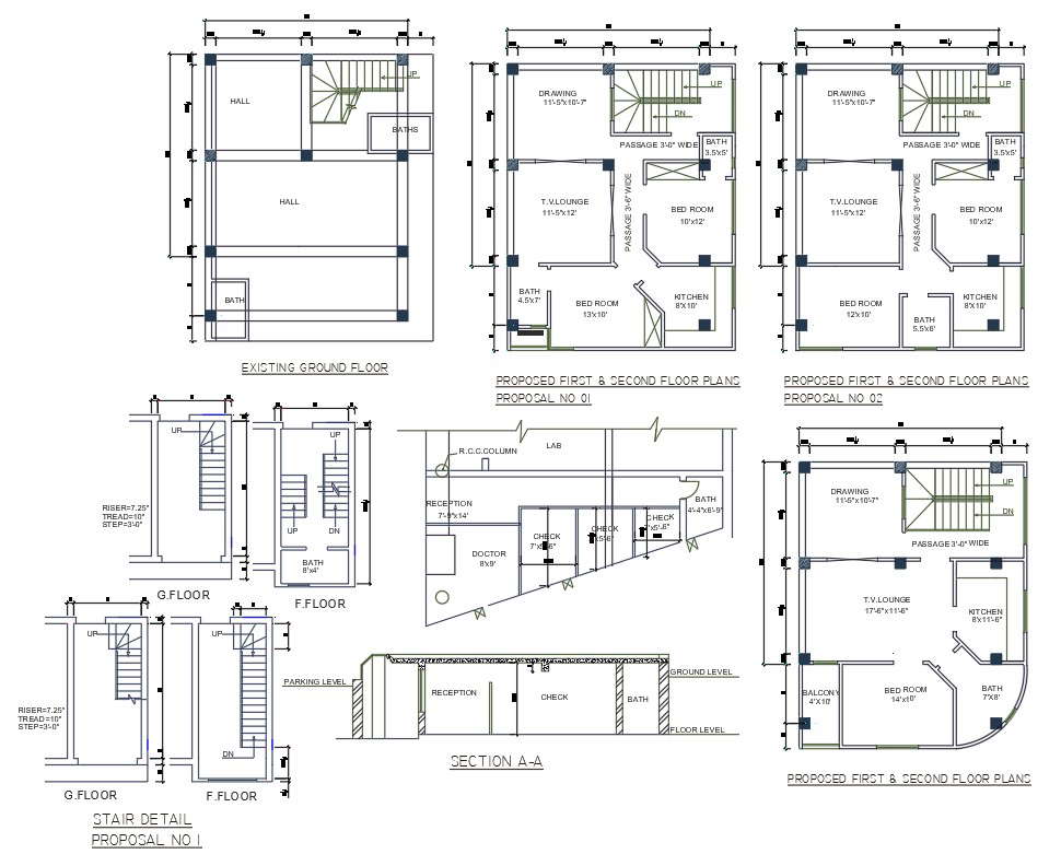 Autocad Dwg Drawing File Of 27x34 Single Bedroom G2 House Plan Download The Autocad Drawing