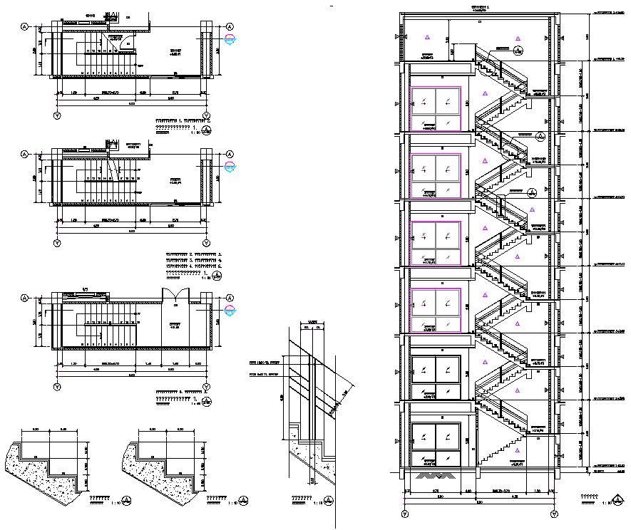 AutoCAD DWG drawing files having the detail of the Staircase section ...