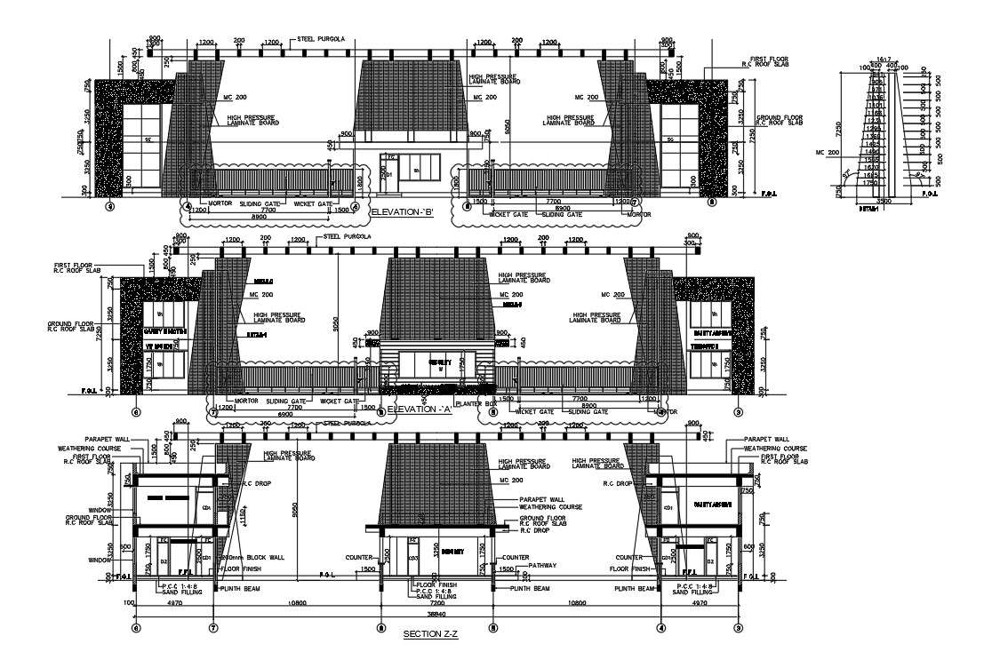 AutoCAD DWG drawing of the factory building section details.Download ...