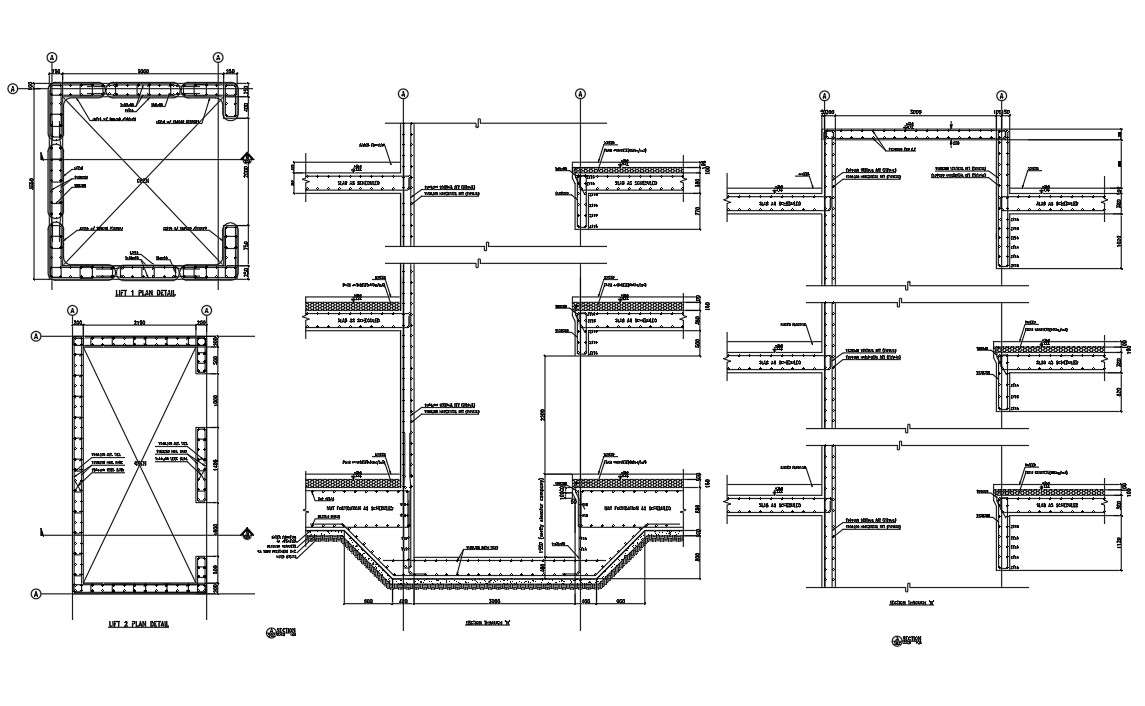 Autocad Dwg Drawing Of The Lift Section Details Is Given In This 