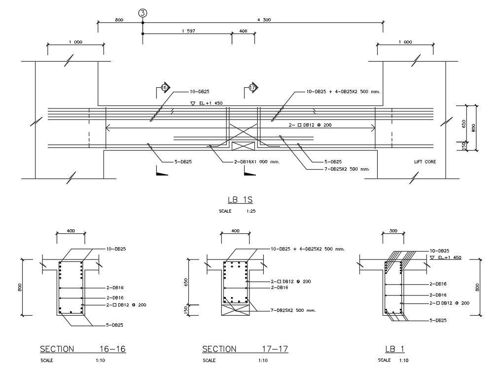 AutoCAD DWG File Provides A Detailed Reinforcement Section.Download The ...