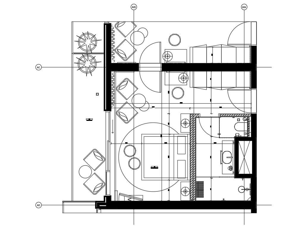 Autocad Dwg File Showing Unit Plan Of A Standard Guest Room With C On Doors Download The