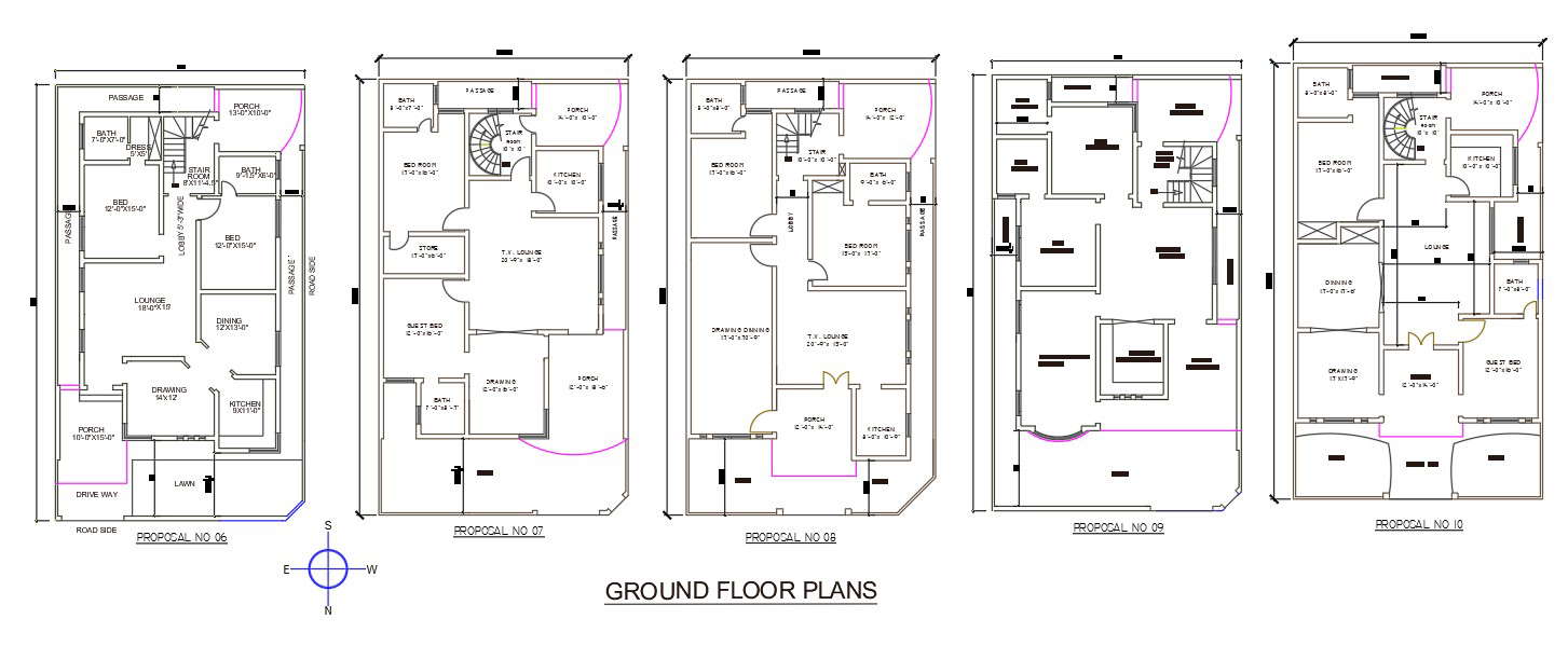 Autocad Dwg File Shows 40x70five Various Types Of 2 Bhk House Plan Drawingsdownload The 3650