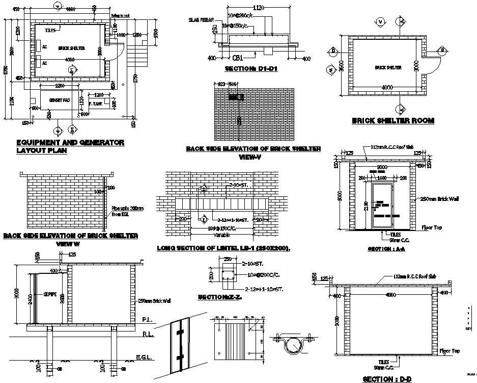 AutoCAD DWG files show the details of the long section lintel of the ...