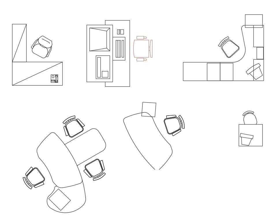 AutoCAD Drawing DWG file of the different types of office tables and ...