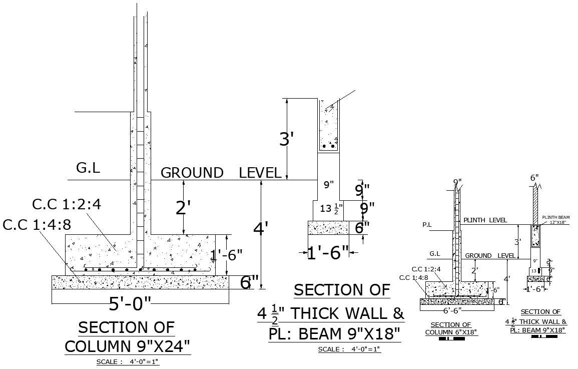 AutoCAD Drawing file having the details of the RCC column sectional ...