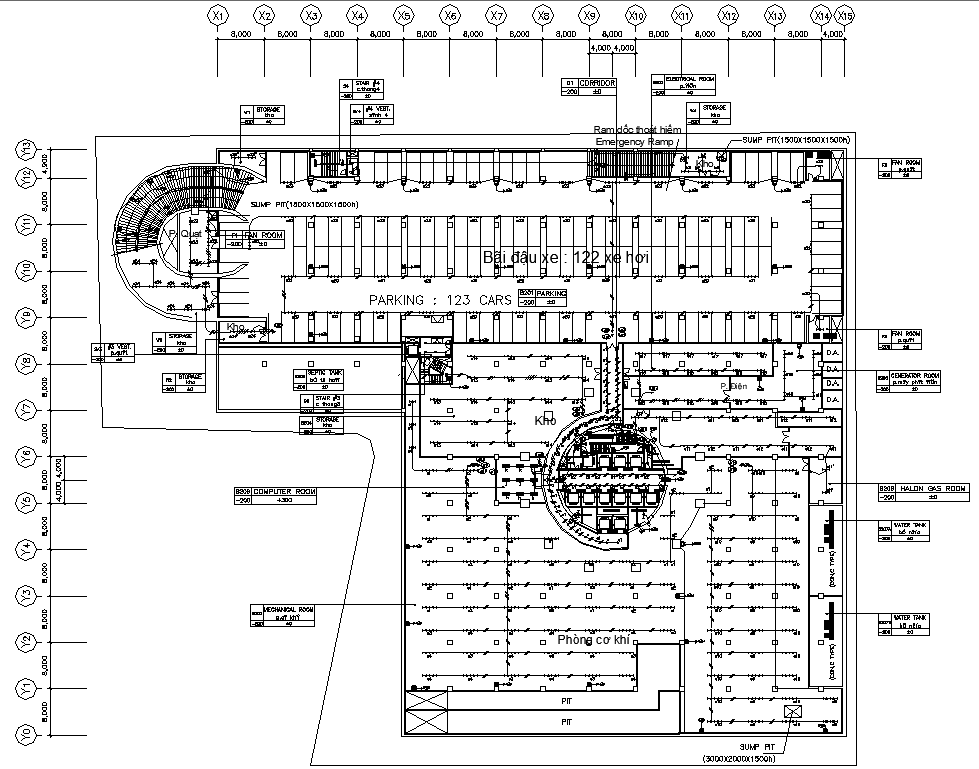 AutoCAD Drawing file showing the details of the basement car parking ...