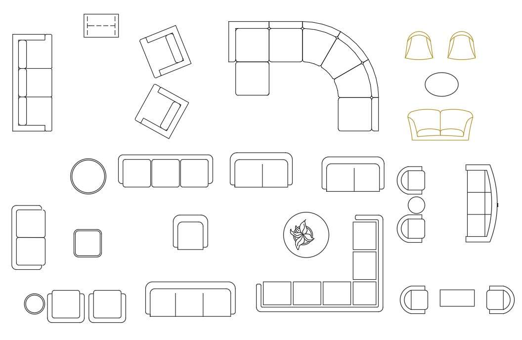 AutoCAD Furniture Sofa Set CAD Blocks Drawing DWG File ...