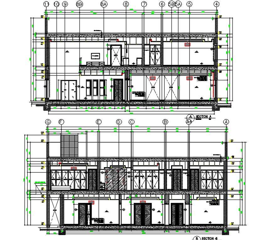 AutoCAD G+1 House Building section Drawing DWG File Cadbull