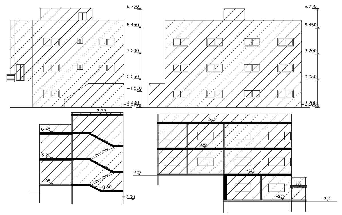 AutoCAD House Building Sectional Elevation Design - Cadbull