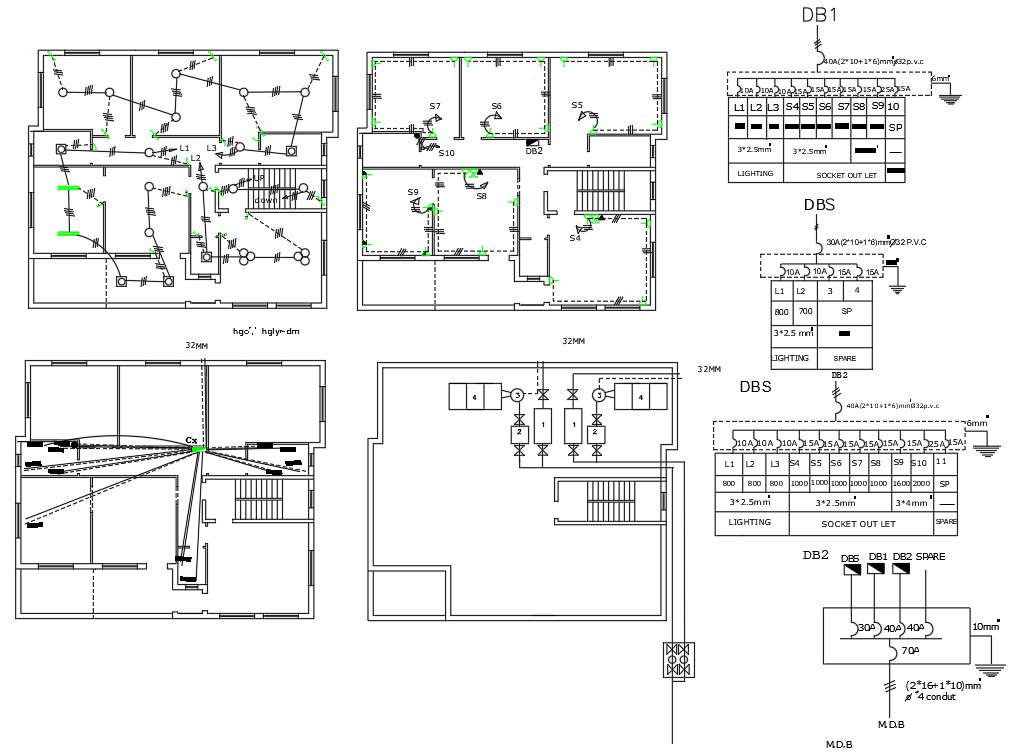 AutoCAD House Plan With Power Supply Diagram - Cadbull