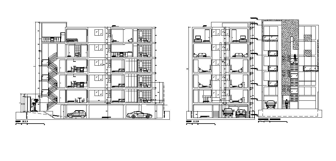 AutoCAD Residency Building Section Drawing Download DWG File - Cadbull