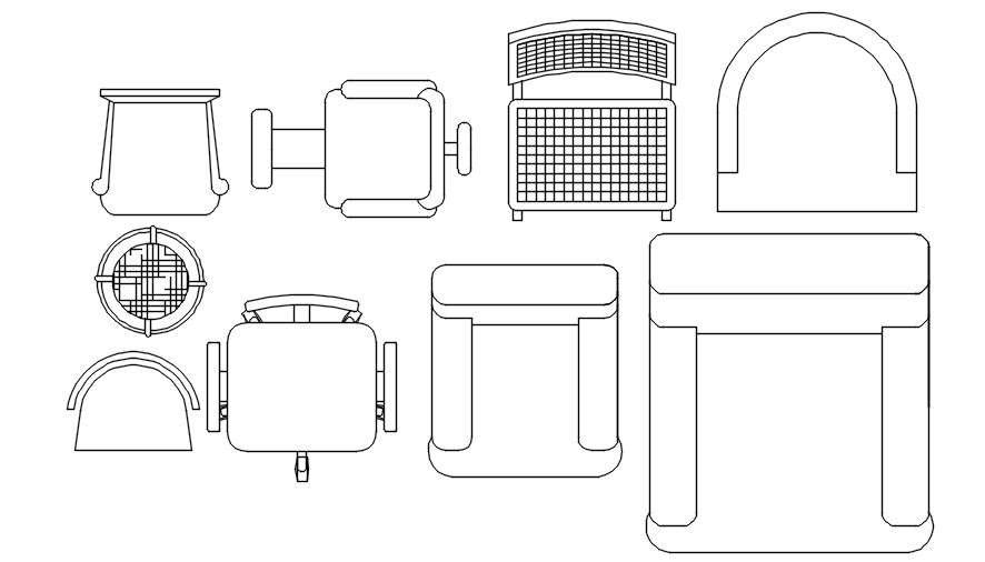 AutoCAD drawing of different type of chairs, CAD file, dwg file - Cadbull