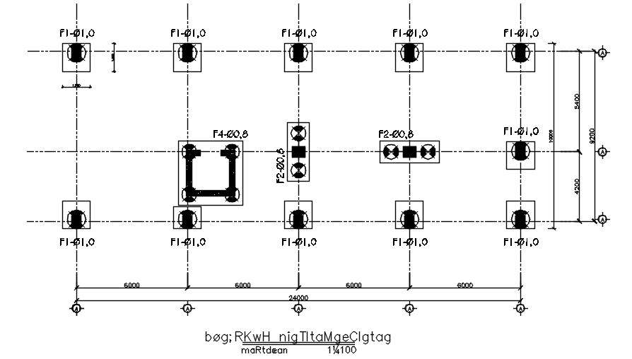 AutoCAD drawing of footing layout plan, CAD file, dwg file - Cadbull