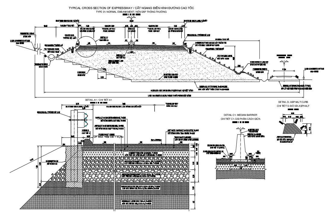 Cad Drawing File Of The Typical Cross Section Expressway Details Download Autocad Dwg Cadbull