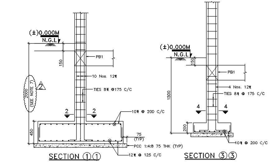 AutoCAD foundation plan of office with store building. Download the ...