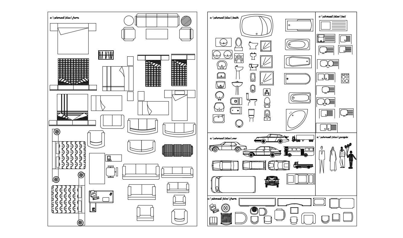 Autocad Furniture Blocks DWG Free Download - Cadbull