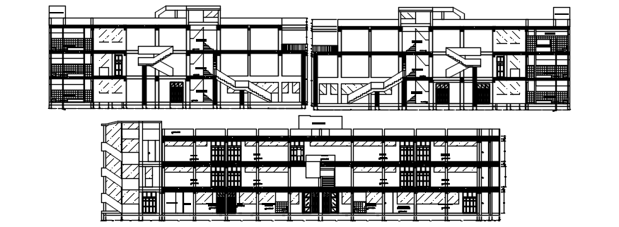 Autocad drawing of 3 storey building design - Cadbull