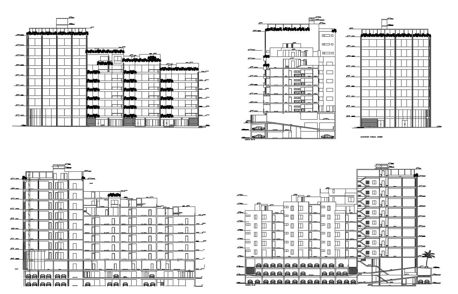 autocad-drawing-of-residential-building-with-elevation-details-cadbull