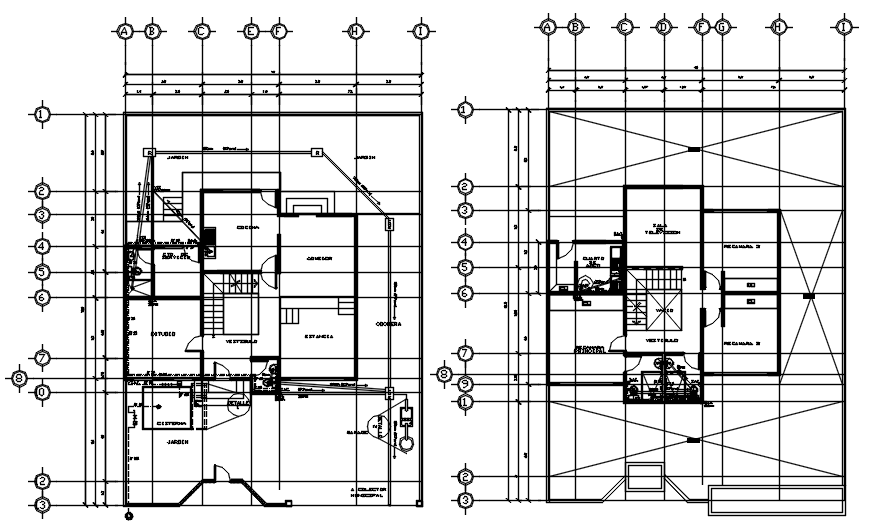 Autocad drawing of Residential bungalow layout - Cadbull