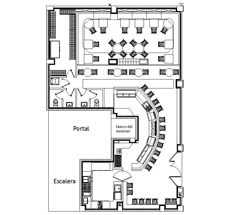 Restaurant Layout Plan Details With Kitchen And Bar Dwg File Cadbull ...