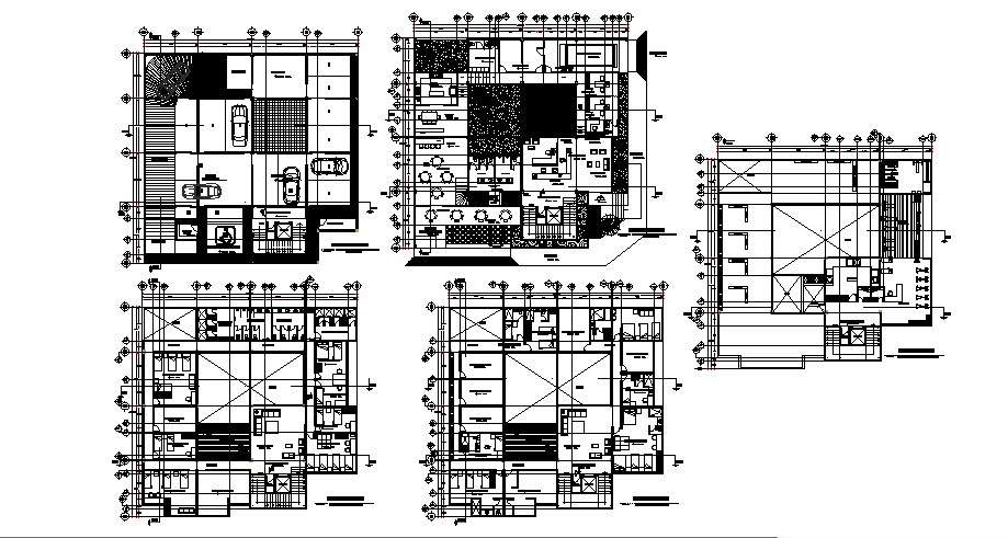 Autocad drawing of hostel 23.72mtr x 23.23mtr with basement parking in ...
