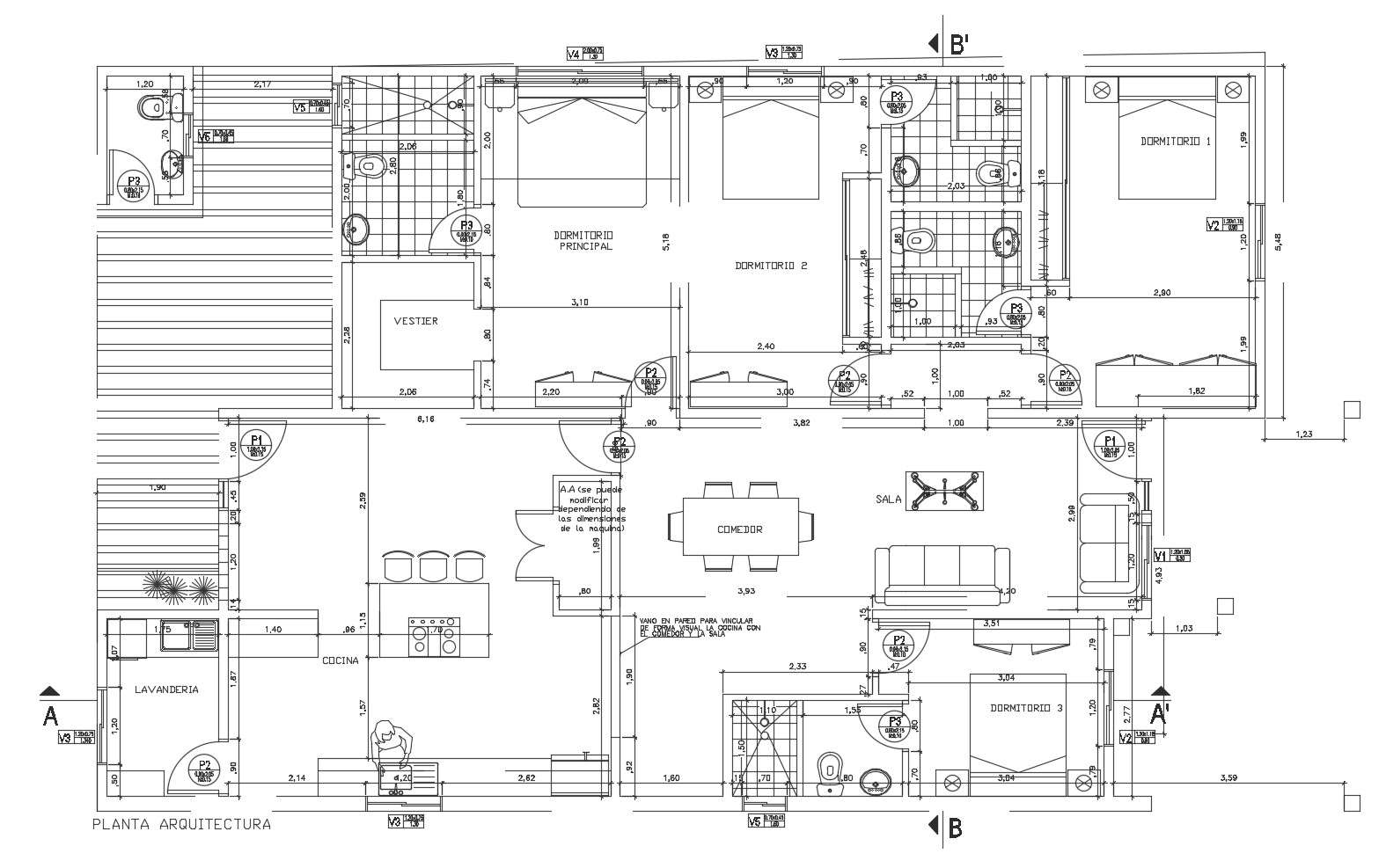 Autocad drawing of house plan in dwg file - Cadbull