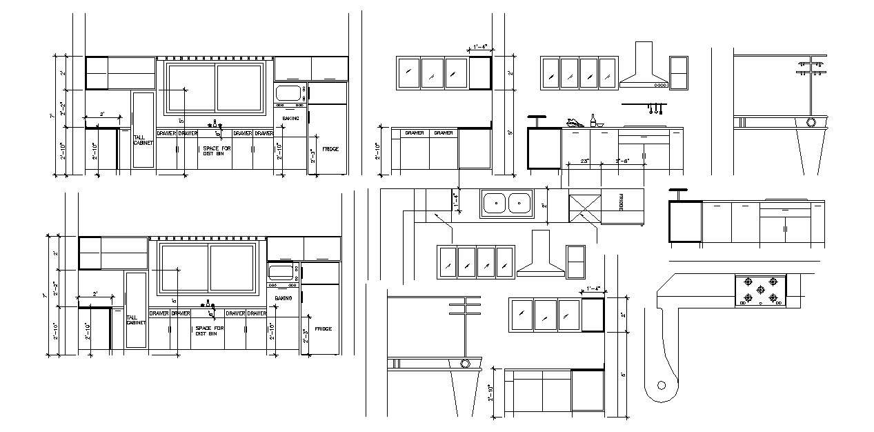 Kitchen Section In DWG File Cadbull