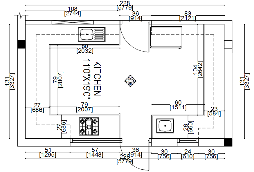 Kitchen Layout Design In DWG File Cadbull   Autocad Drawing Of Kitchen Plan With Detail Dimension Thu May 2019 11 41 22 