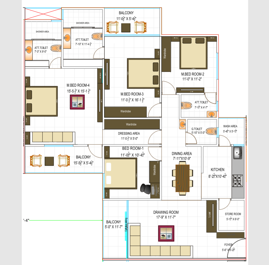 Autocad drawing of residential apartment - Cadbull