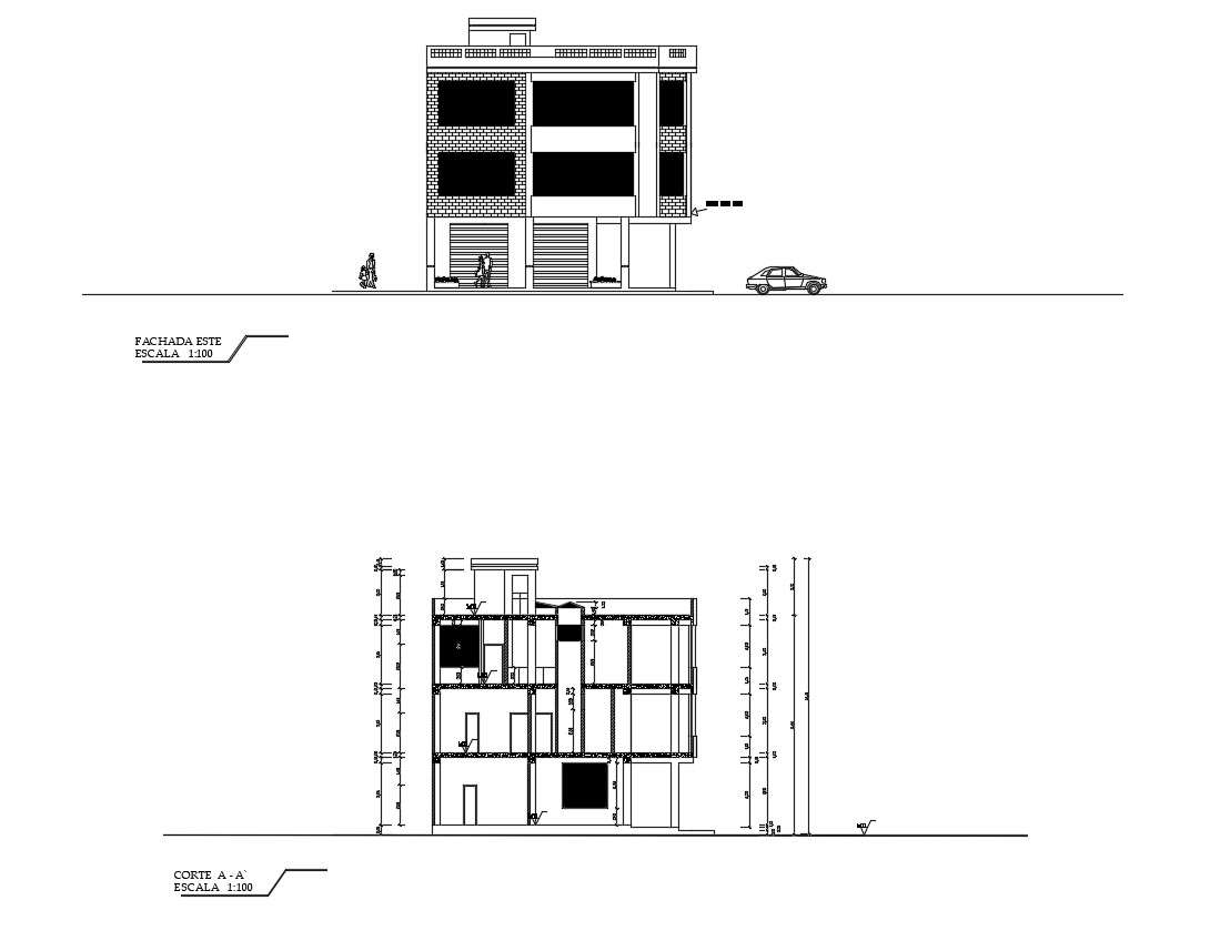 Autocad Drawing Of Residential Apartment Elevations Cadbull