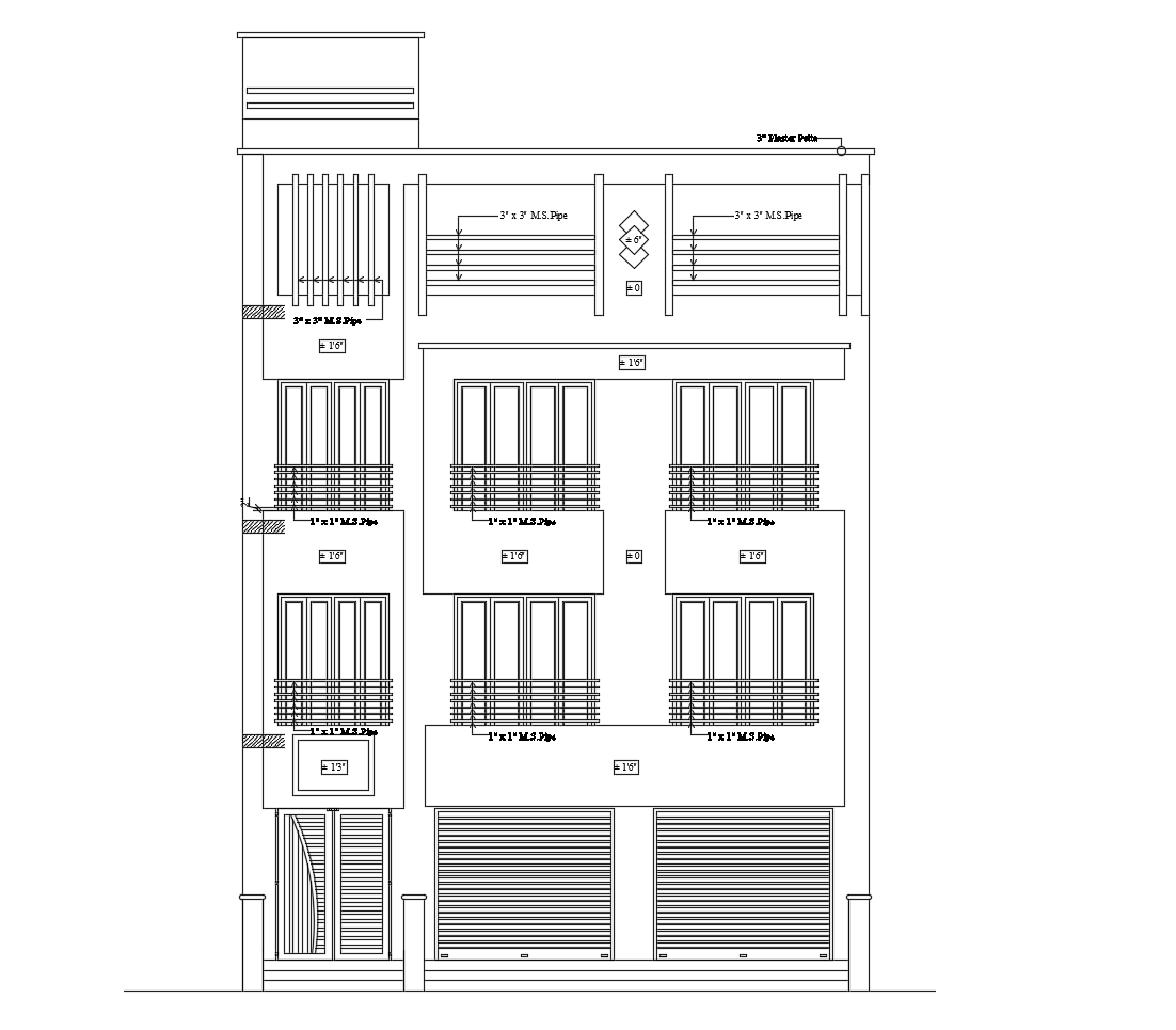 Autocad Drawing Of Residential Apartment Elevations Cadbull