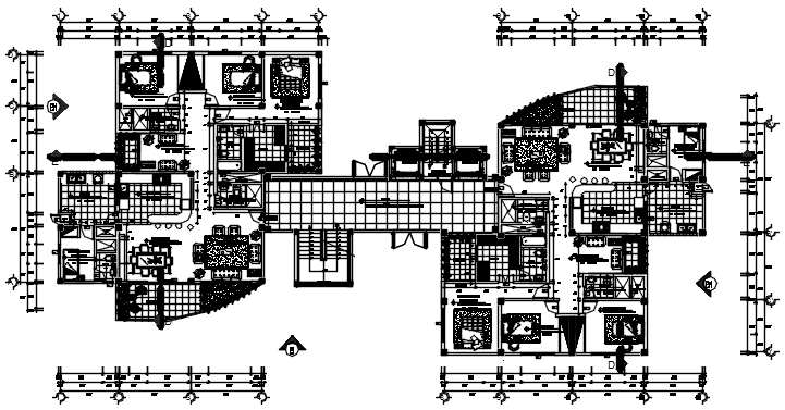 Autocad drawing of residential flat with detail dimension in dwg file ...