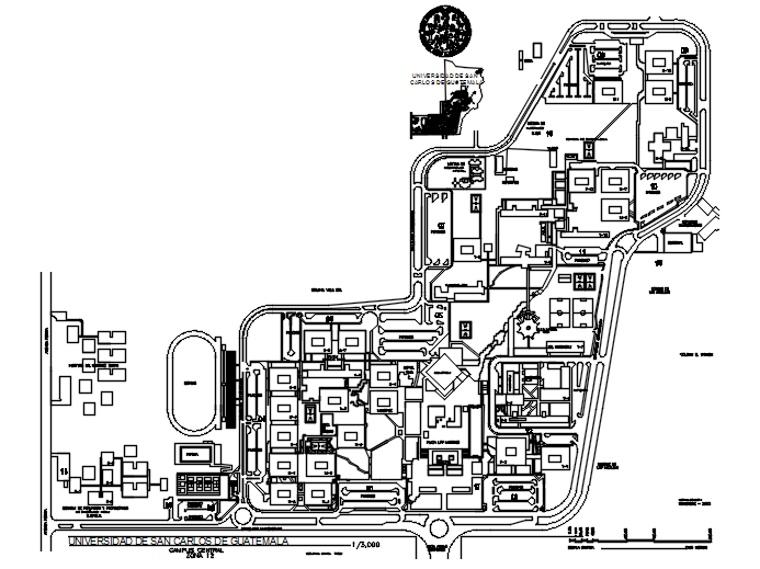 Autocad drawing of school campus - Cadbull