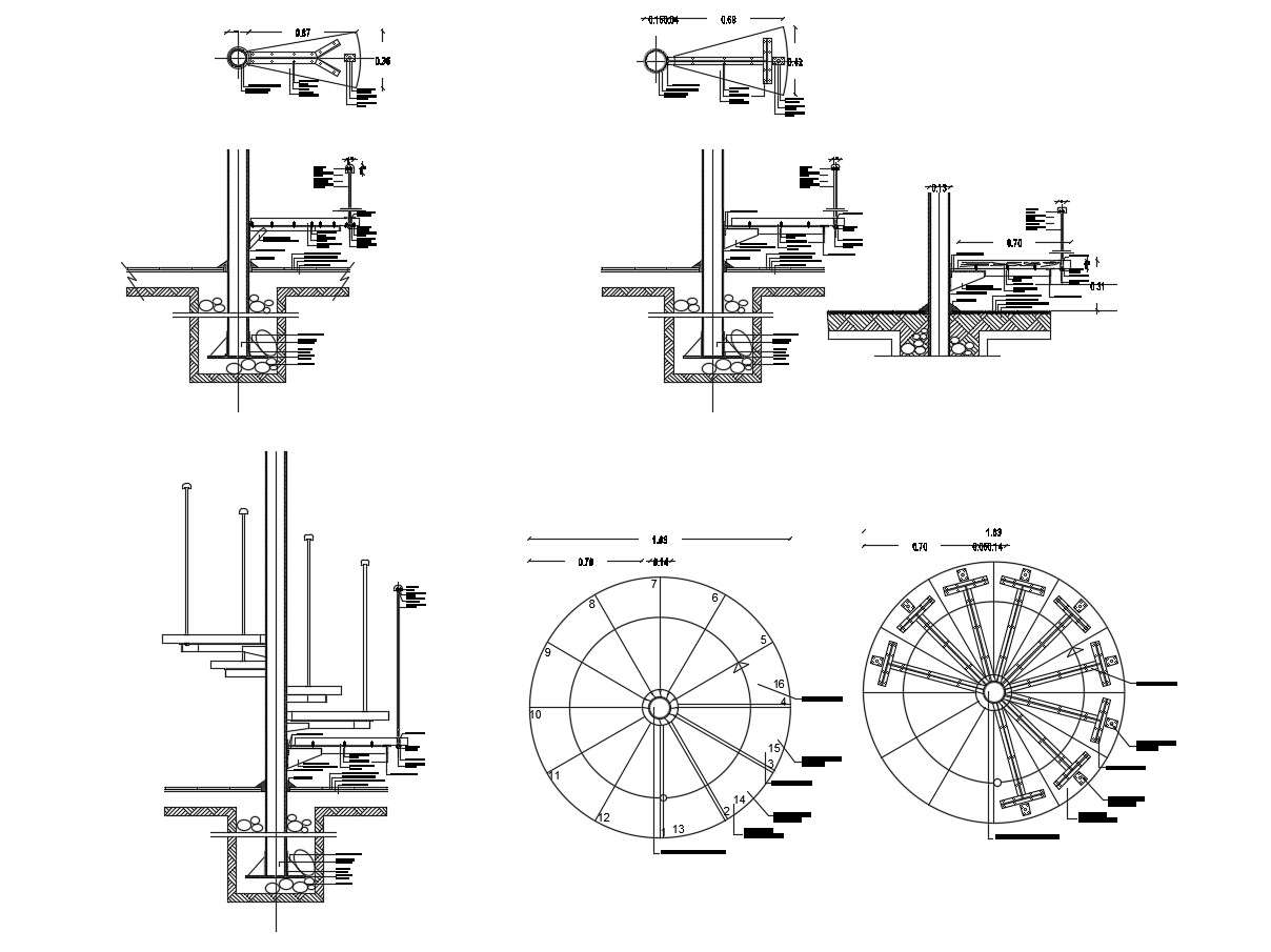 spiral staircase drawing cad