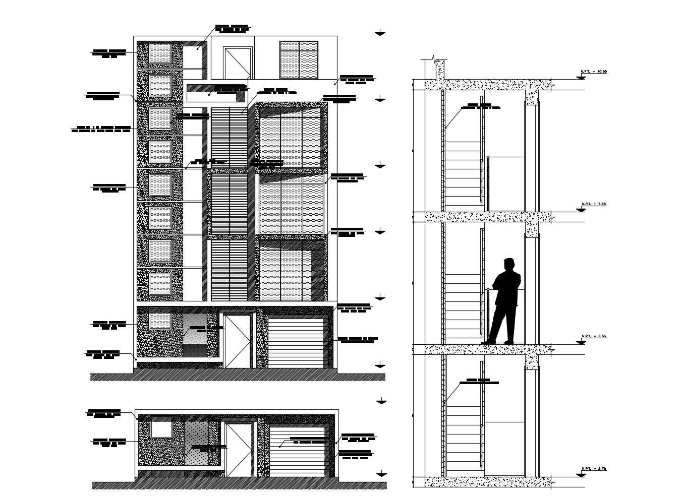 Autocad drawing of the residential building with detail dimension - Cadbull