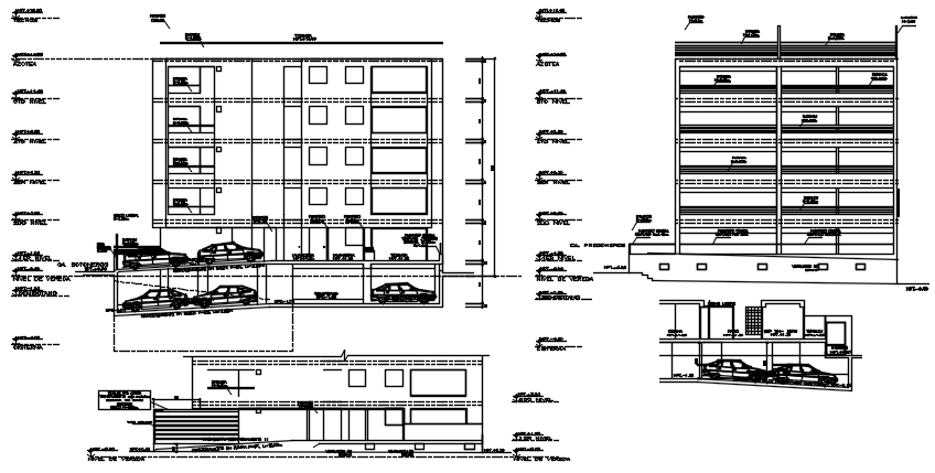 Autocad Drawing Of The Residential Building With Elevation Cadbull